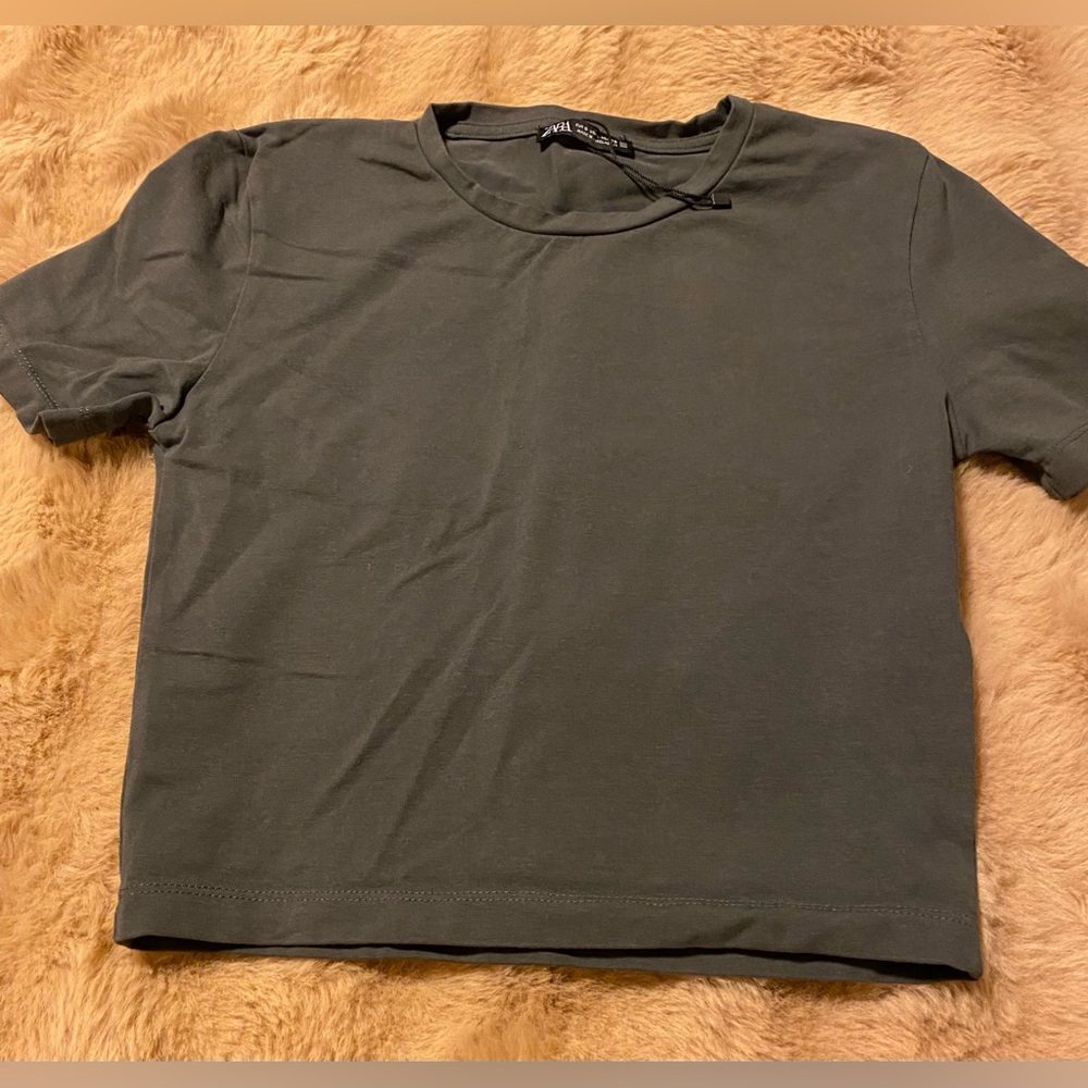 Zara cropped gray tee